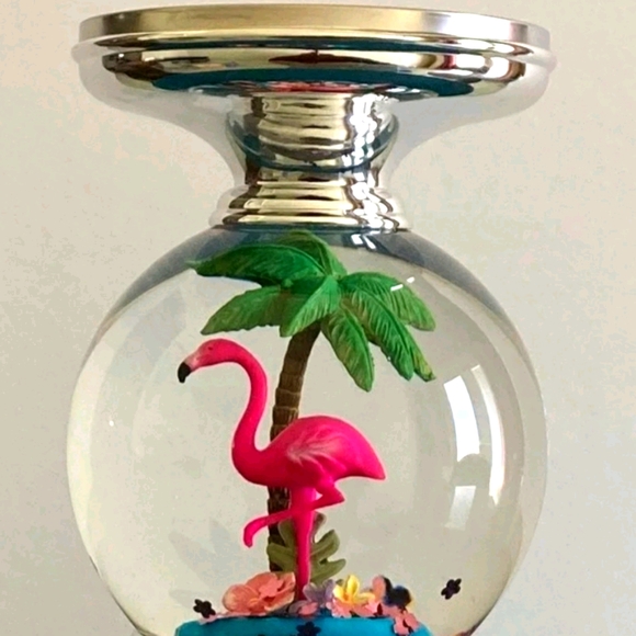 BBW Flamingo Water Globe Candle Holder Pedestal